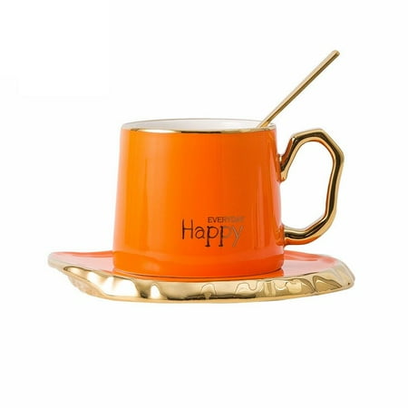 

Bag Shape Ceramic Coffee Cup Saucer And Spoon Trace Gold Tea Cup Set Starbucks Cup Couple Friends Gift Coffee Mug