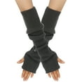 thumbnail image 1 of Guantes de lana de otoño e invierno para mujer, cálidos, de color sólido, acrílico, con brazo alargado, manga larga para usar con los dedos, a la moda, 1 of 6