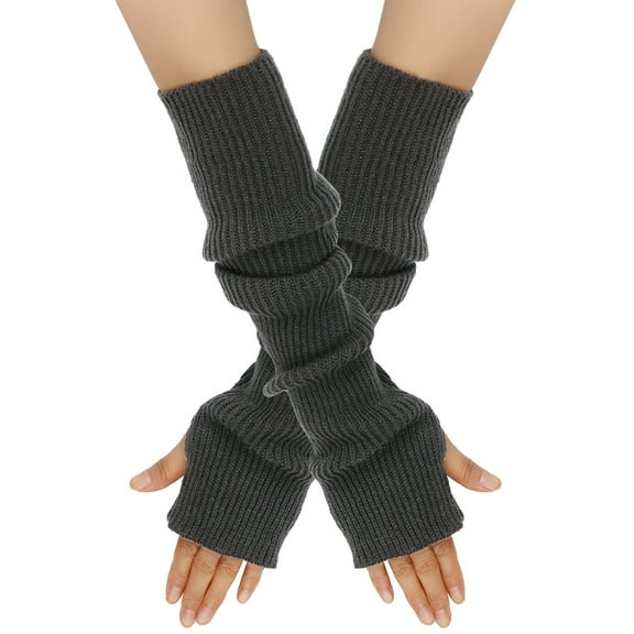 Nvzi 3 pairs of long knitted sleeves - Dark Gray warm fingerless gloves, stylish arm warmers, lightweight arm sleeves, comfortable winter accessories for cold weather, all in one size