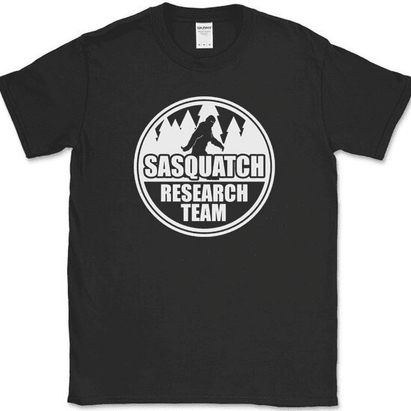 SASQUATCH RESEARCH TEAM T-Shirt Funny BIGFOOT Believe Humor Novelty Cotton Tee - Black, S