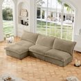 thumbnail image 3 of Miekor Furniture Slipcovered 3 Seater Armless Modern Upholstered Modular Armless Sectional with Reversible Ottoman,Sectional Sofa Couch Armless Sofa Couch Free Combination,Camel Corduroy Fabric 10757, 3 of 12