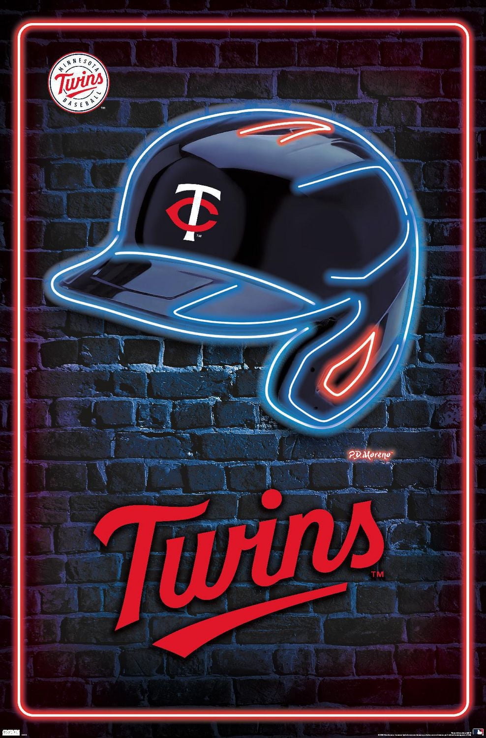 MLB Minnesota Twins - Neon Helmet 23 Wall Poster, 22.375" x 34"