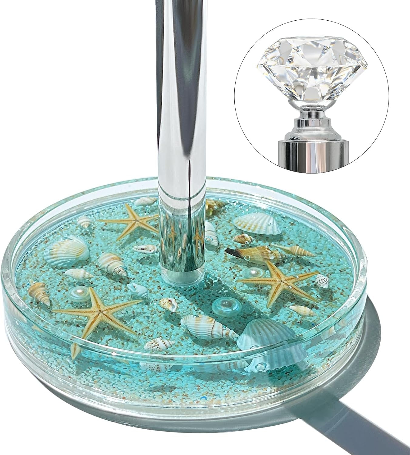 FONMY Standing Countertop Acrylic Paper Towel Holder W/Base, Handmade Seascape, Ocean Décor. for Kitchen/Bathroom