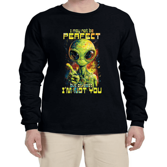 Funny Saying Alien Graphic Tee T-shirt Mens Graphic Tees Long Sleeve Tee Shirt