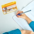 thumbnail image 6 of Pencil Box, 1 Pack Hard Pencil Case with Snap-Tight Lid, Stackable Plastic Crayon Box for Marker, Large Capacity Office Supply Storage Organizer(Yellow), 6 of 7