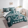 thumbnail image 4 of Feelyou Teal Football Helmet Bedding Comforter Set 7 Pieces for Boy, Grey Rugby Soccer Full Bedding Set, Cartoon Stars Print Reversible Fitted Sheet Flat Sheet, Lightweight Room Decor, 4 of 8