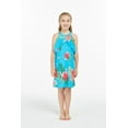 thumbnail image 3 of Girl Hawaiian Round Neck with Ruffle Dress in Pretty Tropical Turquoise Size 4, 3 of 5