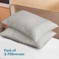 thumbnail image 4 of 1000 Thread Count Egyptian Cotton 2-Piece Pillowcase Set with Envelope Closure, Standard Size (20" x 26") Silver Grey Solid, 4 of 4