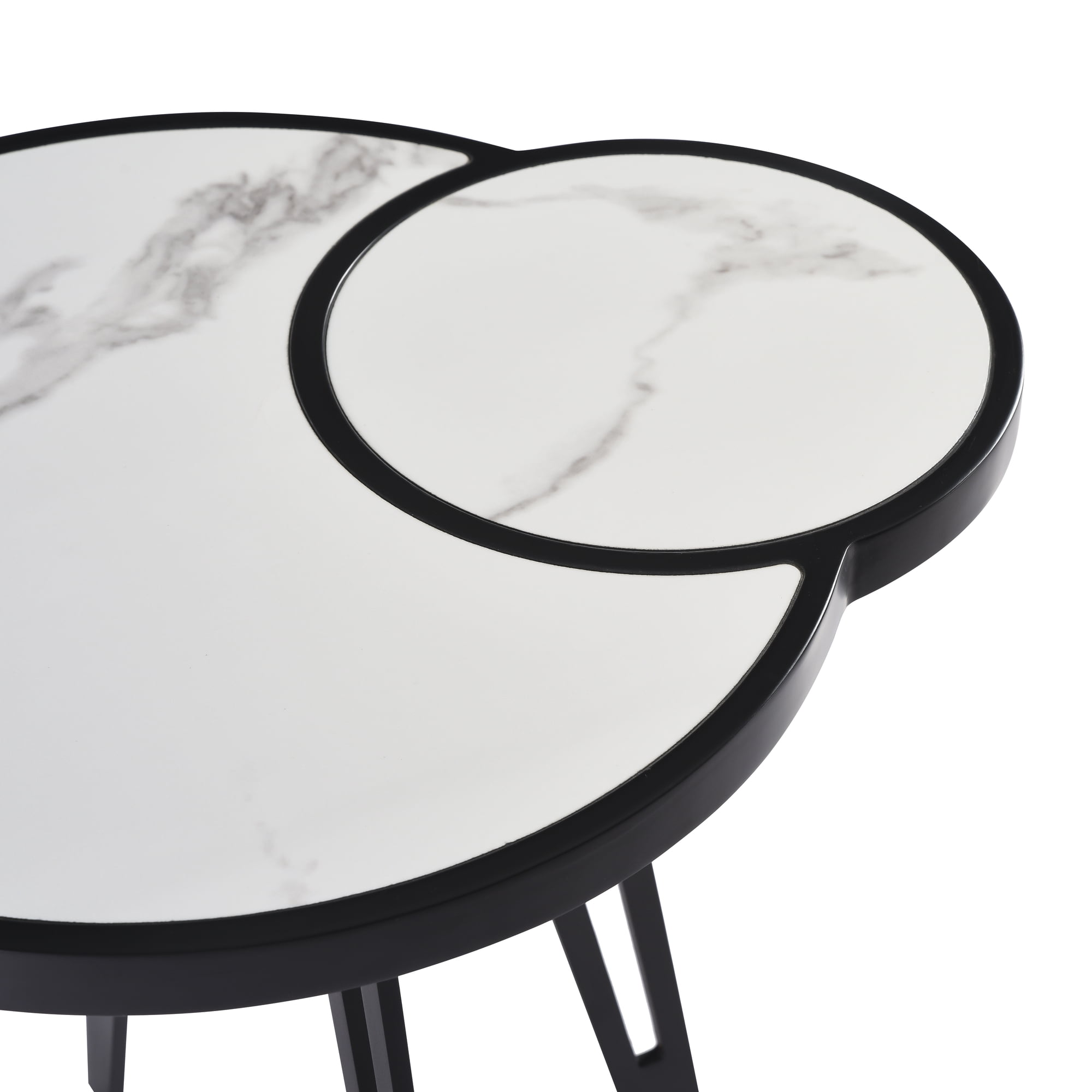 Banks Contemporary Modern Oval White Coffee Table Set with Sintered Stone Top - Set of 2