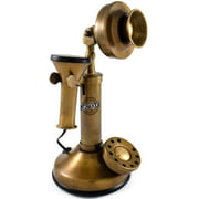 Christmas Decoration Candlestick Brass Telephone(only for Decor) Non Rotary Dial Retro Design Phone for Mom/Dad