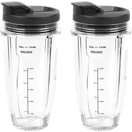 24 oz. Cups for Nutri Ninja with Sip & Seal Lids. Compatible with BL450, BL480, BL490, BL640, BL680 Auto IQ Series Blenders, By Preferred Parts (Pack of 2)