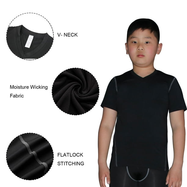 LANBAOSI Boy's 3 Pack Dry Fit Sport Short Sleeve T-Shirt Unisex