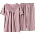 thumbnail image 1 of Cameland Ensemble de Pyjama pour Femmes Décontracté Haut à Manches Courtes avec Pantalon Tenue d'Intérieur Ensemble de Pyjama 2 Pcs, 1 of 2
