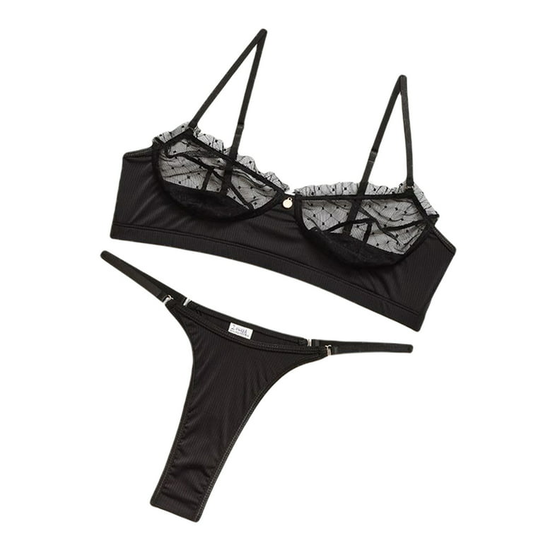 Sexy Lace Thong Lingerie Set For Women Seamless, Transparent, And Sexy  Black Tanga Stretch Cotton Bikini Panty, Knickers Ah85 From Primali, $19.06