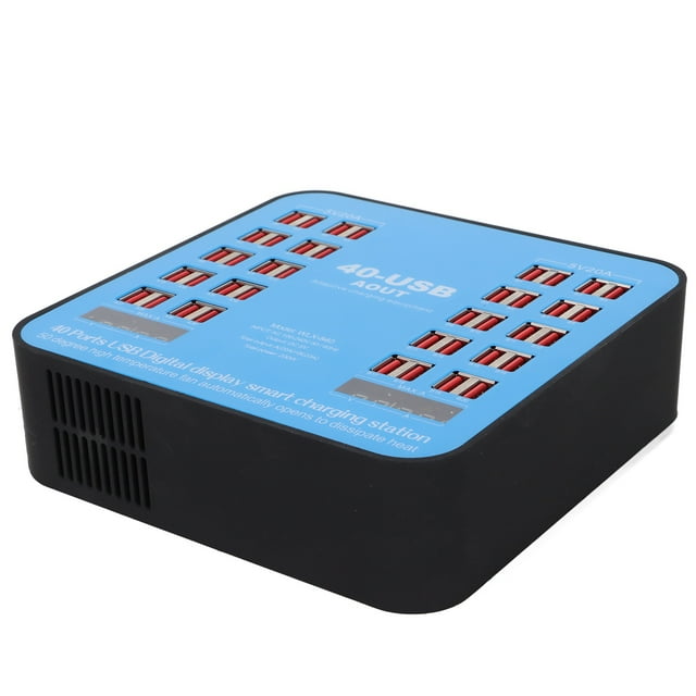 Charging Base, Multiple Protection 40 Port USB Charging Station Stable Adaptive Smart Chip With LCD Display For Tablet US Plug