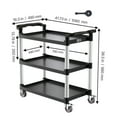 thumbnail image 5 of VEVOR Utility Cart, 330 lbs Load Capacity, 3-tier Utility Plastic Cart with 360° Swivel Wheels (2 with Brakes), 31.1 x 19.3-inch Food Service Cart for Warehouse, Office, Home, Restaurant, Kitchen, 5 of 10