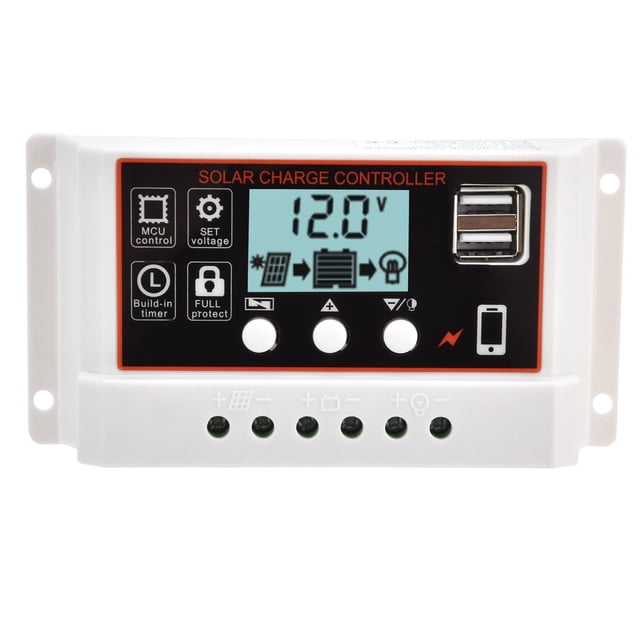 Controlador de carga USB dual, controlador de panel solar Controlador de panel solar Smart V Controlador de carga y descarga Controlador solar Eficiencia maximizada
