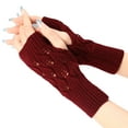 thumbnail image 2 of Gants Rouges Mitaines Thermiques pour Femmes Gants Chauds Coupe-Vent Élastiques Gants Noirs Doublés Chauds Gants Thermiques Extérieurs Gants d'Hiver, 2 of 4