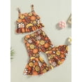 thumbnail image 4 of Wassery Toddler Kids Girls Summer Clothes 2pcs Ruffled Floral Sleeveless Top Sling Vest+Floral Bell-Bottoms Pants Set 6M-4T, 4 of 8