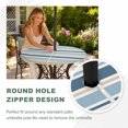 thumbnail image 4 of Round Outdoor Tablecloth with Umbrella Hole and Zipper, Khaki Blue Striped Tablecloth with Elastic Waterproof, Farmhouse Stripes Modern Abstract Art Patio Table Covers for 36" - 44" Pool Tables, 4 of 9