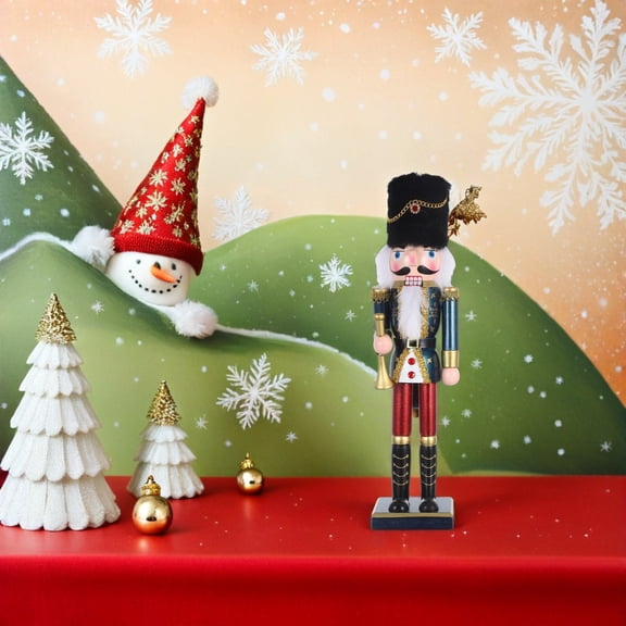 ELAYARD Large Wooden Nutcracker with Pearlescent Finish, Christmas Holiday Decoration for Festive Home and Seasonal Display