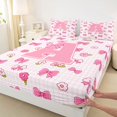 thumbnail image 4 of jejeloiu Pink Bow Monogram A Full Size Sheets For Girls,Cute Flower Accent Initial Bed Sheets For Kids,4 Pieces, 4 of 6