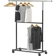 Simple Houseware Clothes Hanging Storage, Double Rod Garment Rack