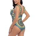 thumbnail image 5 of Yiaed Round Mandala1 Print Women's Ruffled One Piece Swimsuit V Neck Swimwear Slimming Monokini for Woman-Large, 5 of 8