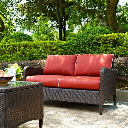 Crosley Furniture Kiawah Outdoor Wicker Loveseat With Sangria