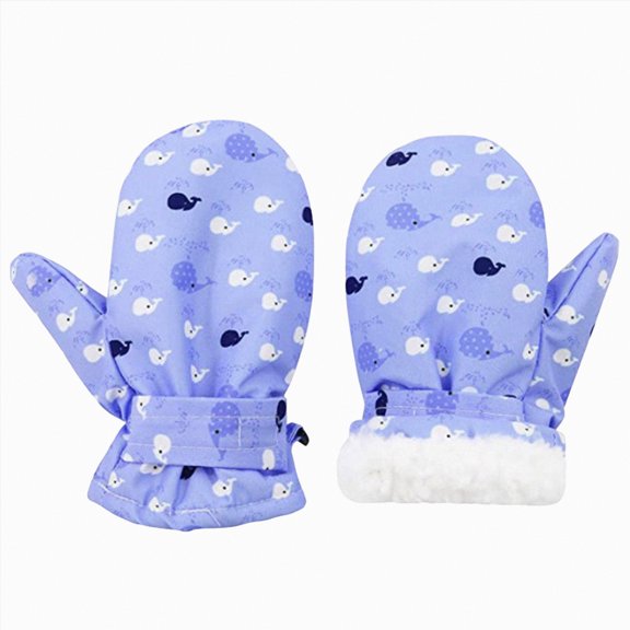 mgoYE Toddler Winter Mittens Waterproof Boy Ski Gloves Warm Snow Mitten for Baby Boy Girl Cold Weather(Light Blue,6-18 Months)