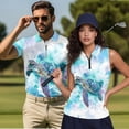 thumbnail image 2 of Aplkyhs Sea Turtle Matching Golf Shirts for Couple Quarter Zip Couple Golf Matching Outfits Breathable Fabric Mens Hawaiian Shirt Keep Cool in Hot Weather Machine Washable, 2 of 6