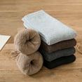 thumbnail image 6 of Dyfzdhu Womens Socks Autumn Winter Plus Velvet Padded Thermal Towel Socks Solid Color Ladies Long Cotton Socks, 6 of 6