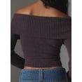 thumbnail image 5 of Cenuakty Women's Spring Autumn Knit Tops Solid Color Long Sleeve Off Shoulder Slim Knitwear, 5 of 6