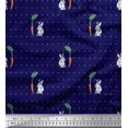 thumbnail image 1 of Soimoi Cotton Voile Fabric Carrot & Rabbit Dots Print Fabric by the Yard 56 Inch Wide, 1 of 5