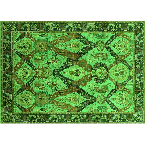 Ahgly Company Indoor Rectangle Oriental Green Industrial Area Rugs, 3' x 5'