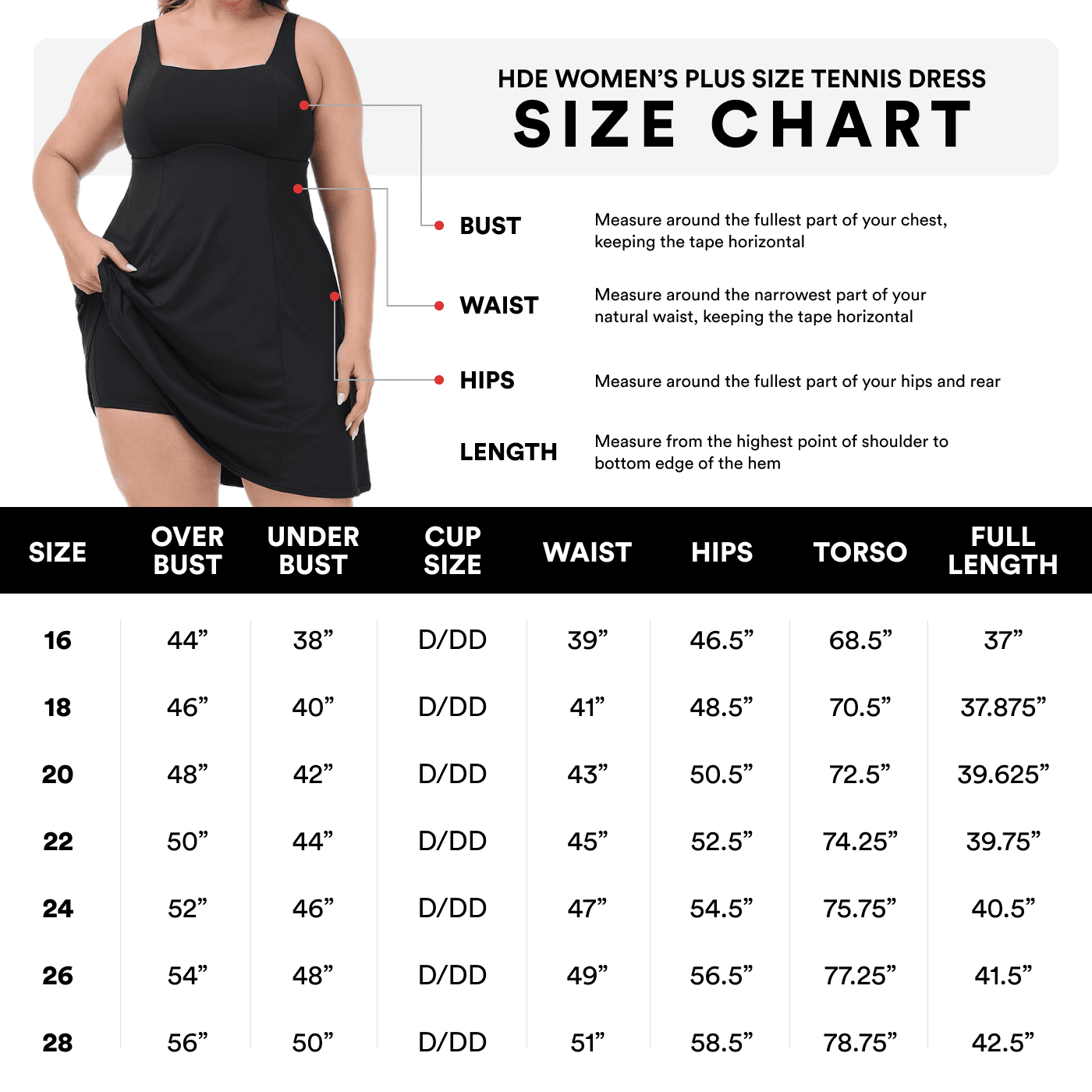HDE Women Plus Size Workout Dress Built in Shorts & Bra Athletic Dress Black 16