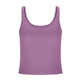 thumbnail image 4 of KHONTS Women's Double Lined Square Neck Tank Top Sleeveless Basic Crop Tops Trendy Going out Tops with Built in Bra Light Purple L, 4 of 6
