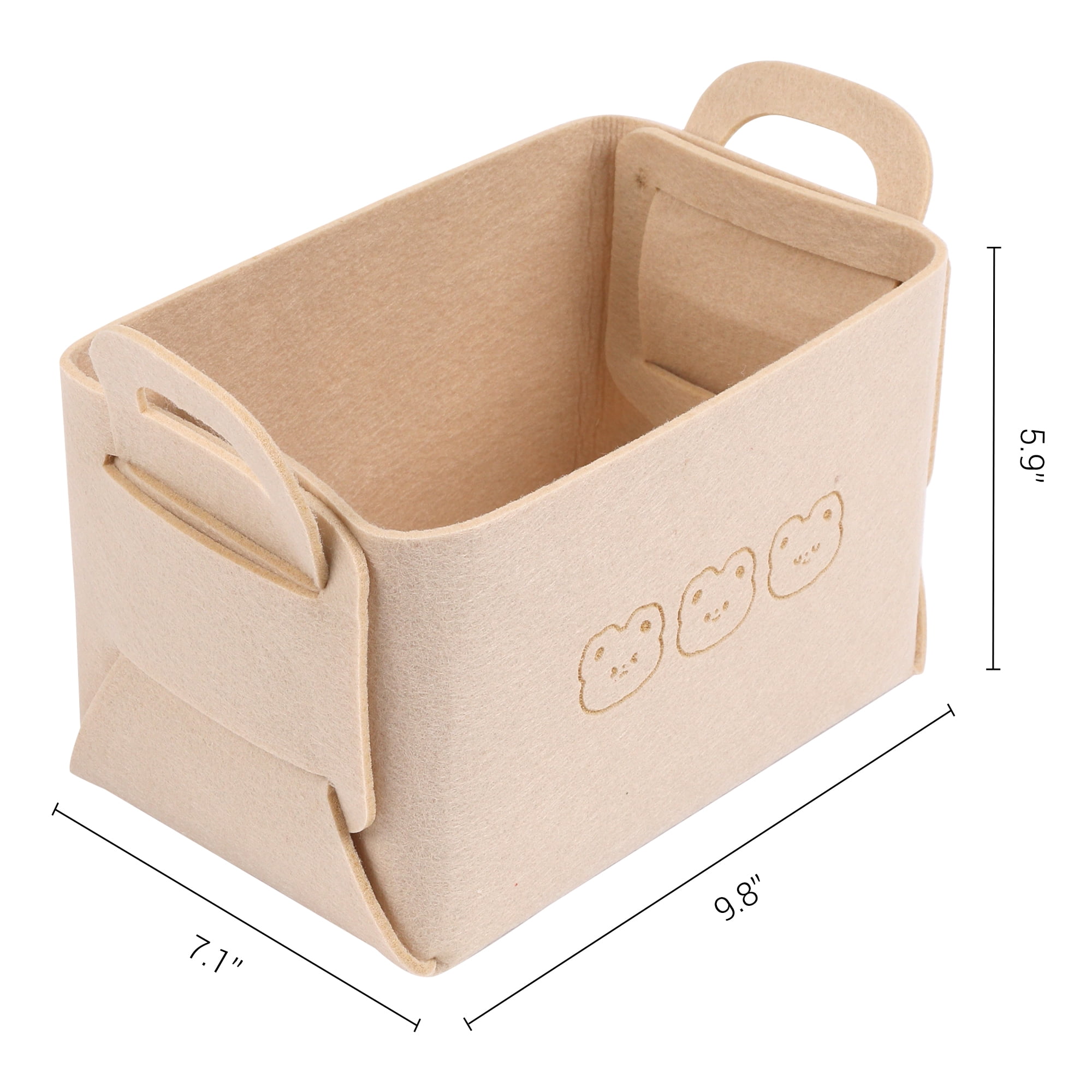 Unique Bargains 3 Pack Storage Cube with Handles Beige 9.8*7.1*5.9in