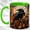 Green, variant on Full Moon Raven Coffee Mug, Autumn Bird Mug, Ceramic 11 oz