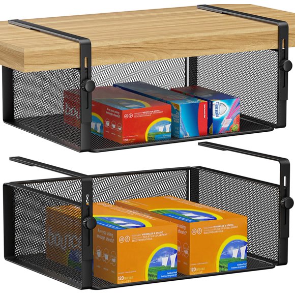 Cesta organizadora para debajo del estante AmonHouseware, paquete de 2, color negro