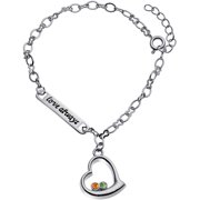 Personalized Planet Women's Rhodium Plated "Love always" Birthstone Heart Bracelet