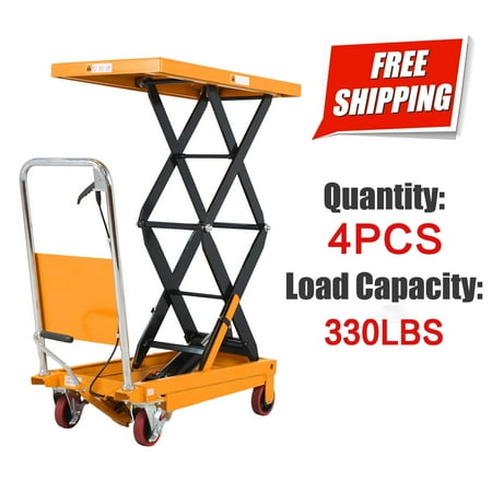 APOLLOLIFT 4PCS Manual Double Scissor Lift Table 330lbs 43.3" Lifting Height