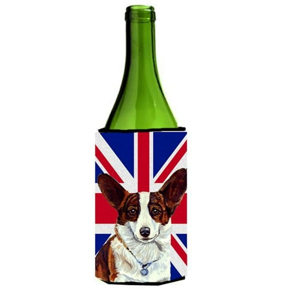 Corgi With English Union Jack British Flag Wine bottle sleeve Hugger - 24 Oz.