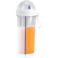 thumbnail image 1 of Vaso de agua de 600 ml con pajita y tapa, botella de agua con compartimento de almacenamiento, botella de agua de entrenamiento para el hogar, camping, deportes (blanco) ER, 1 of 5
