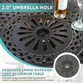 thumbnail image 6 of MEETWARM 61" Outdoor High Bar Dining Table for 8 Person, All Weather Cast Aluminum Large Round High Top Dining Table with 24" Lazy Susan, Patio Bar Height Table for Garden Backyard, 2" Umbrella Hole, 6 of 7