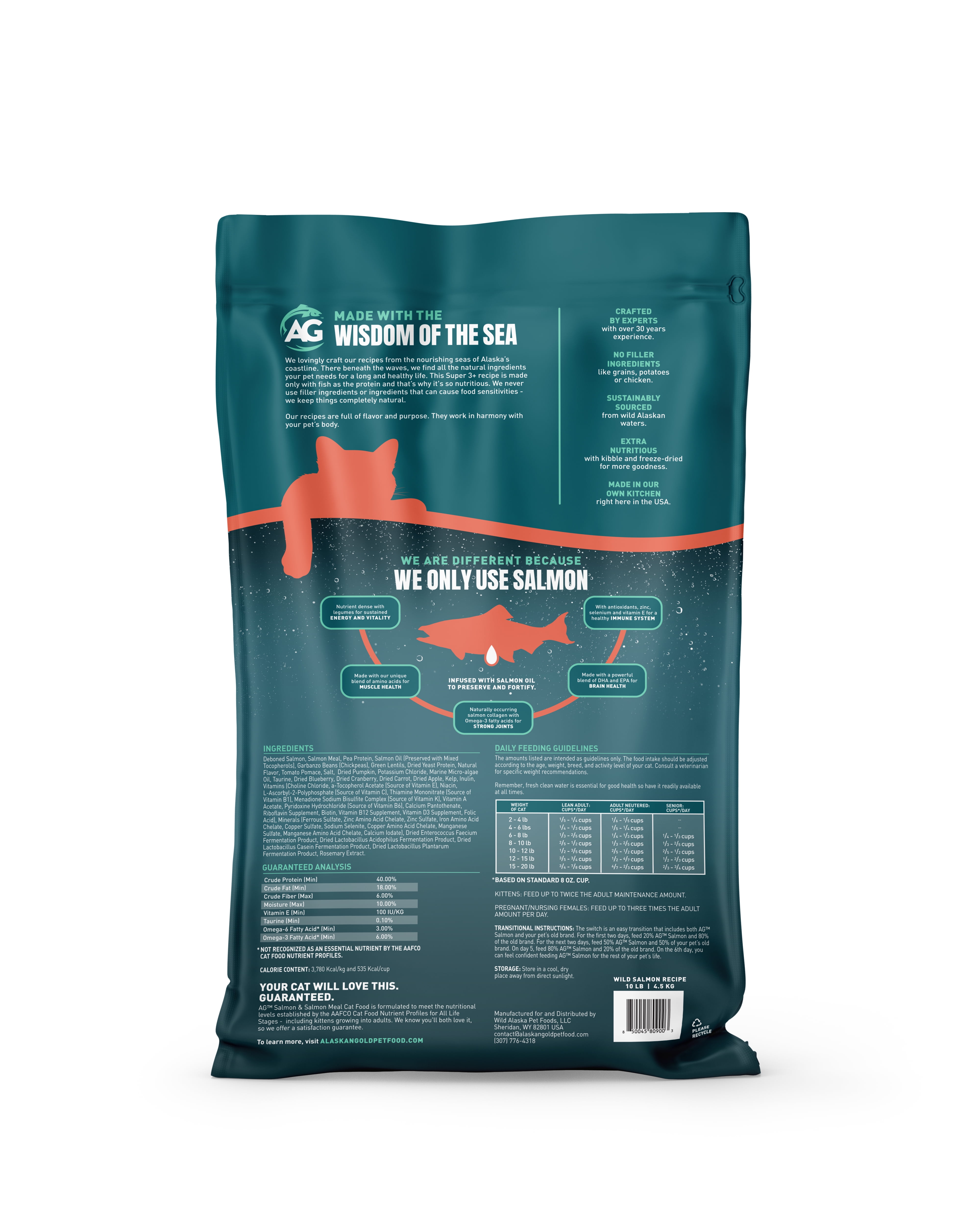 SUPER3+ (Salmon+Freeze Dried Raw Salmon+Salmon Oil) Dry Cat Food | Kitten & Adult | High-Protein | Grain-Free | Allergy & Digestive Support| All-Natural | 10-lbs