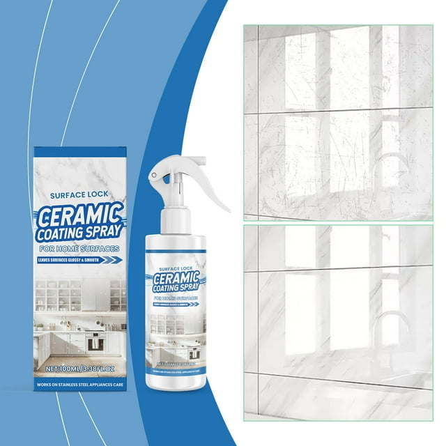 Spray de revestimiento cerámico para acero inoxidable y superficies | 100 ml Resistente al desgaste, impermeable, protector y acabado brillante | Limpiador de secado rápido y fácil mantenimiento |
