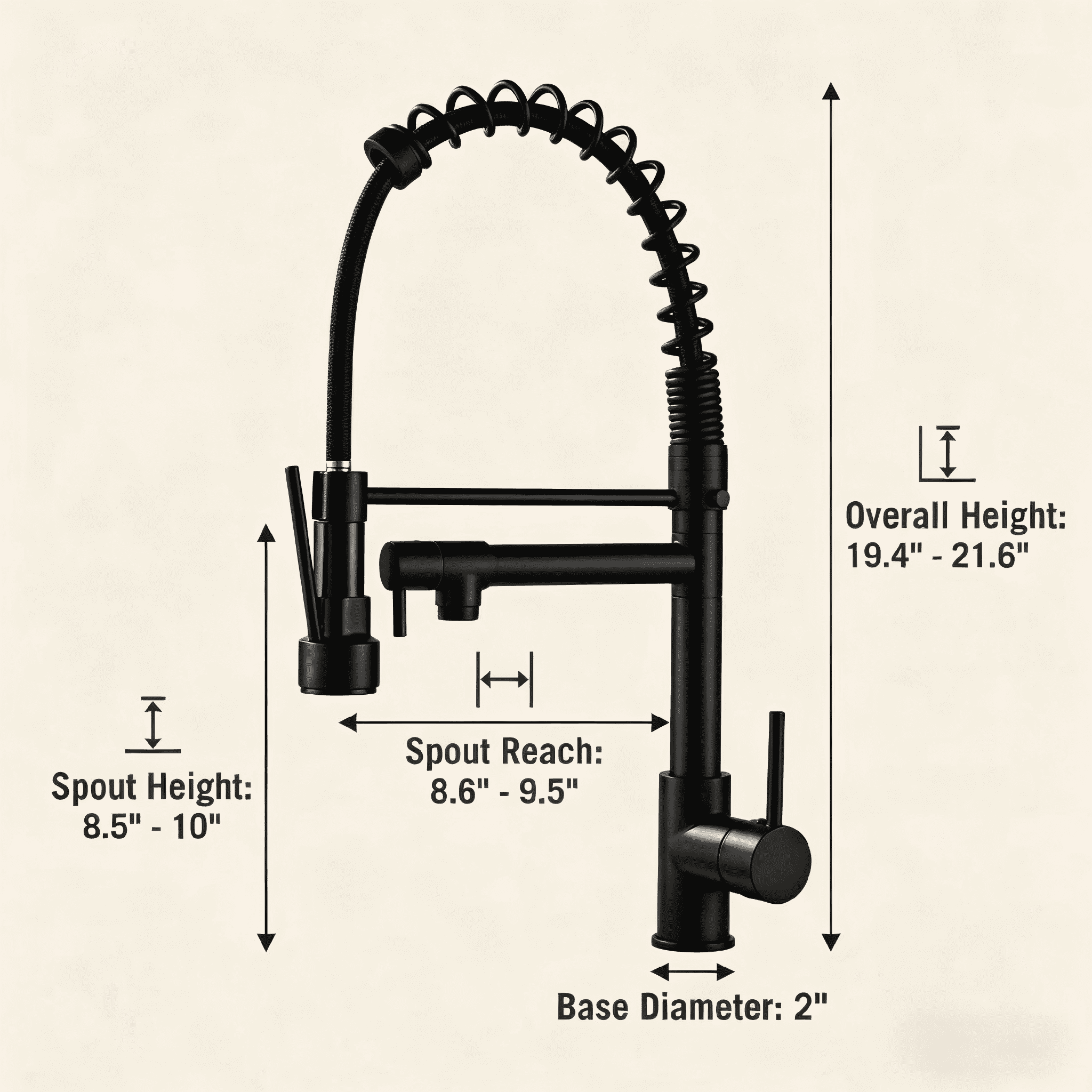 Matte Black Commercial Kitchen Faucet: High Arch Spring Design, Pull Down Sprayer, Single Handle & Fingerprint-Free Finish. Ideal for Farmhouse, Laundry, Utility Sink, and RV.