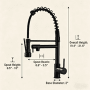 Matte Black Commercial Kitchen Faucet: High Arch Spring Design, Pull Down Sprayer, Single Handle & Fingerprint-Free Finish. Ideal for Farmhouse, Laundry, Utility Sink, and RV.
