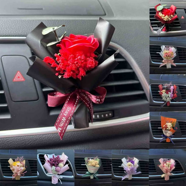 Xihbxyly Mini Ramo de Flores Secas, Clip para Perfume de Ventilación de Coche, Decoración Natural Compacta, Aroma Duradero, Uso Versátil En Coche, Hogar y Oficina, Idea de Regalo Única, Fácil Instala